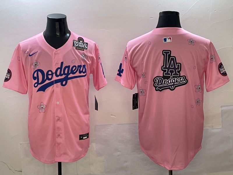 Men Los Angeles Dodgers Blank Pink Sakura Edition 2025 Nike MLB Jersey style 21->los angeles dodgers->MLB Jersey